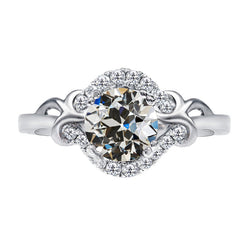 Diamante Anello Halo 2 carati F/VS1 – Oro 14 Carati Bianco