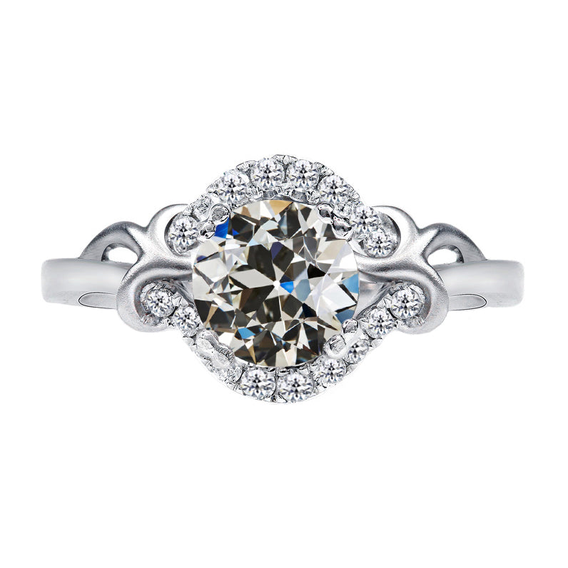 Diamante Anello Halo 2-carati Oro 14 Carati Bianco – vista principale