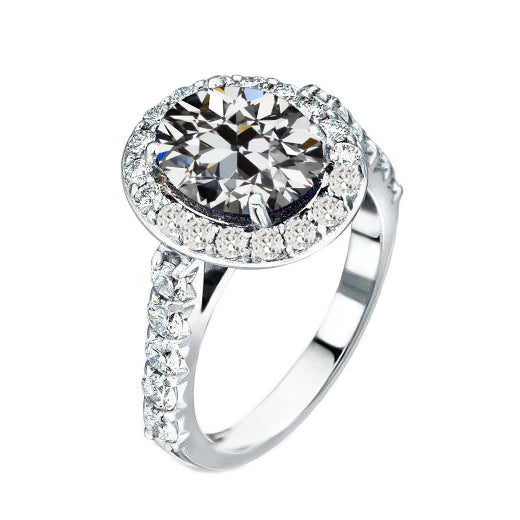 Brillante Anello Halo 3,50-carati Oro 14 Carati Bianco – vista principale