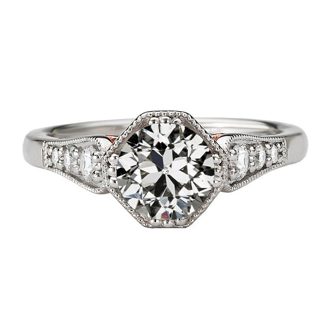 Diamante Anello Solitario con Accenti 2,50 carati Oro 14 Carati Bianco – vista principale