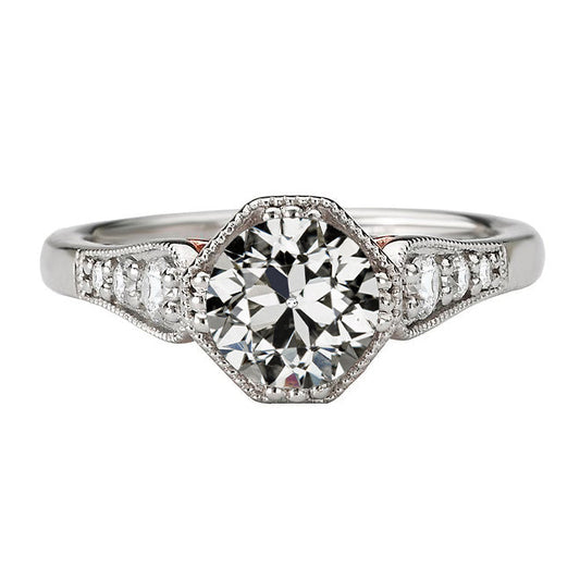Diamante Anello Solitario con Accenti 2,50 carati Oro 14 Carati Bianco – vista principale