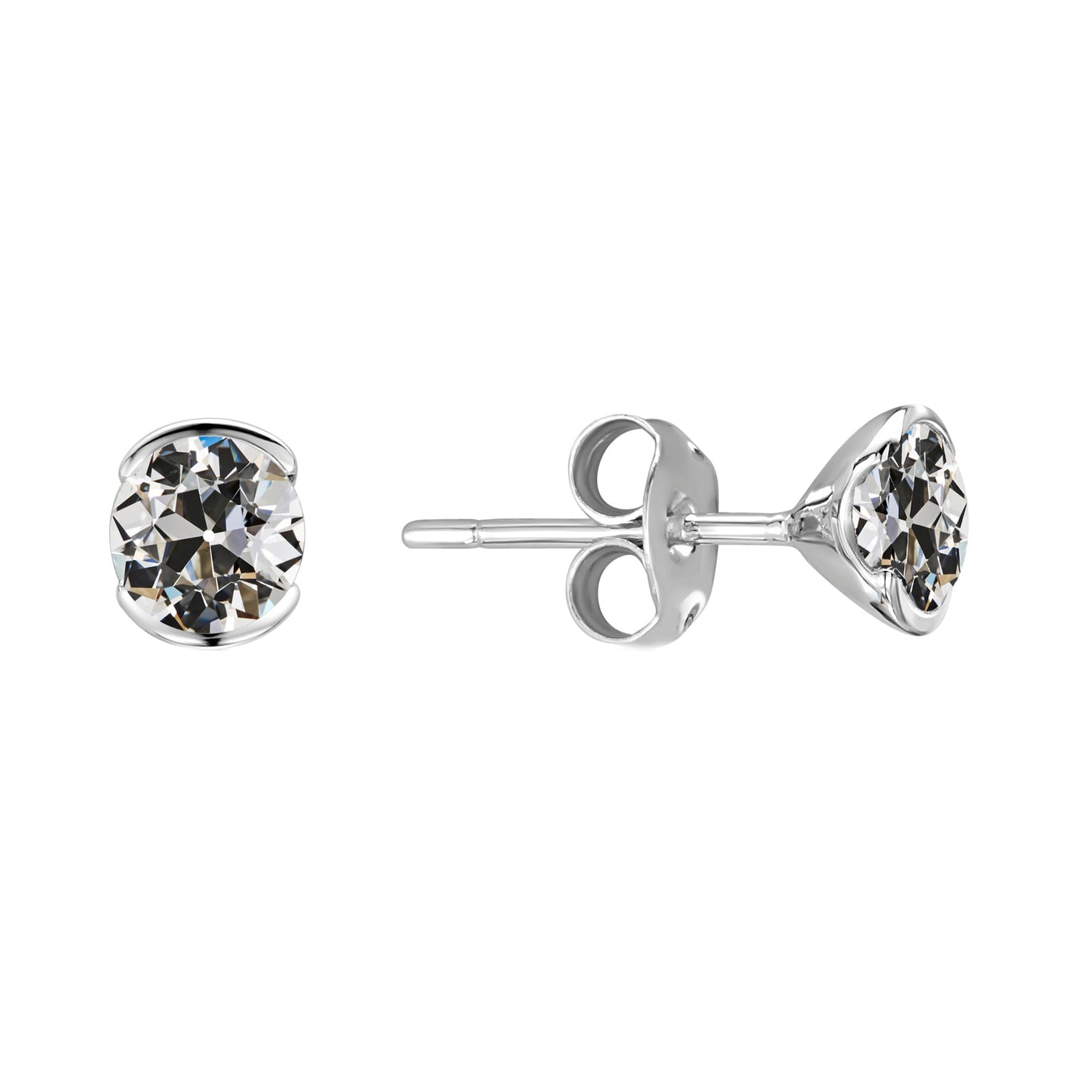 Diamante Fine Cuscino Antico Orecchini Pendenti in Oro Bianco 14K – vista principale