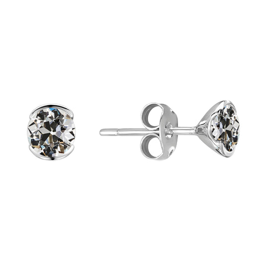 Diamante Fine Cuscino Antico Orecchini Pendenti in Oro Bianco 14K – vista principale