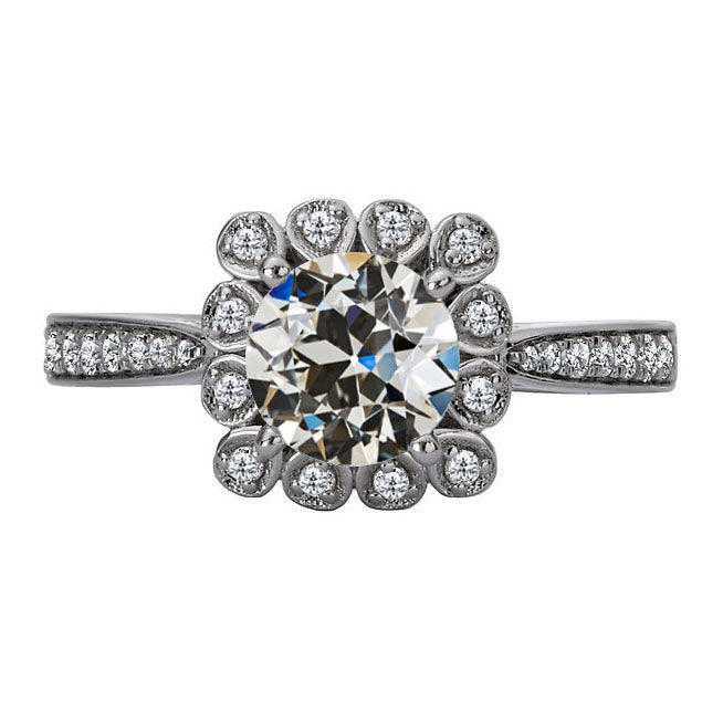 Anello di Fidanzamento Halo Oro 14 Carati Bianco con Brillante – vista principale