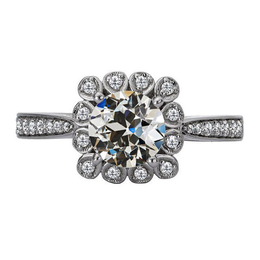 Anello di Fidanzamento Halo Oro 14 Carati Bianco con Brillante – vista principale