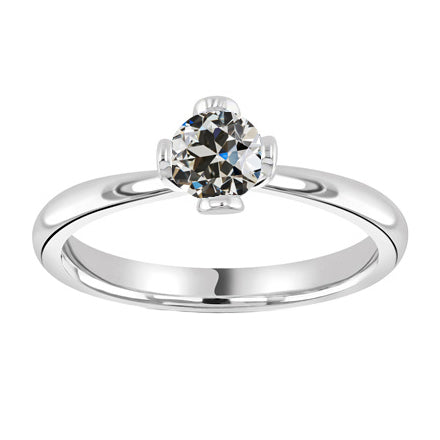 Diamante Taglio Old Mine Solitario di Fidanzamento in Oro 14 Carati Bianco – vista principale