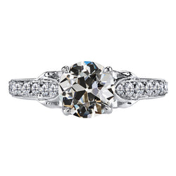 Brillante Cuscino Antico Brillante Anello Solitario con Accenti