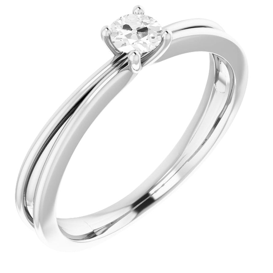 Diamante Fine Cuscino Antico Solitario di Fidanzamento in Oro Bianco 14K – vista principale