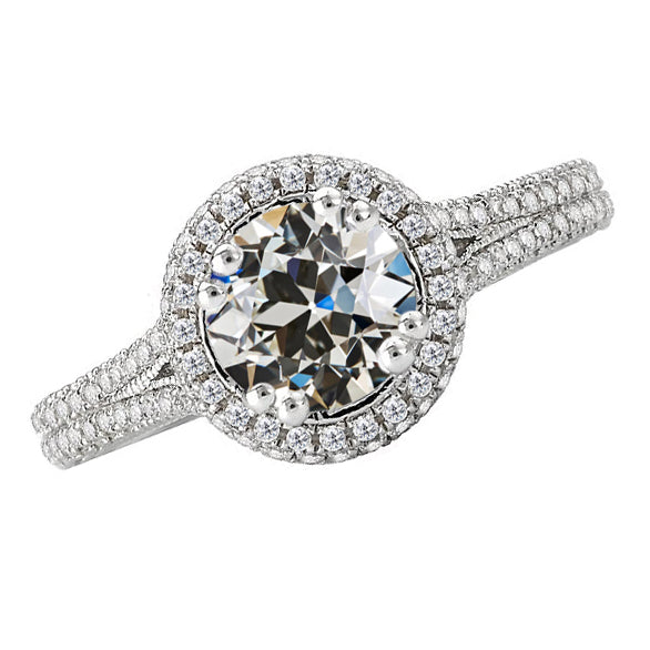 Diamante Fine Anello di Fidanzamento Halo 1,75-carati Oro Bianco 14K – vista principale