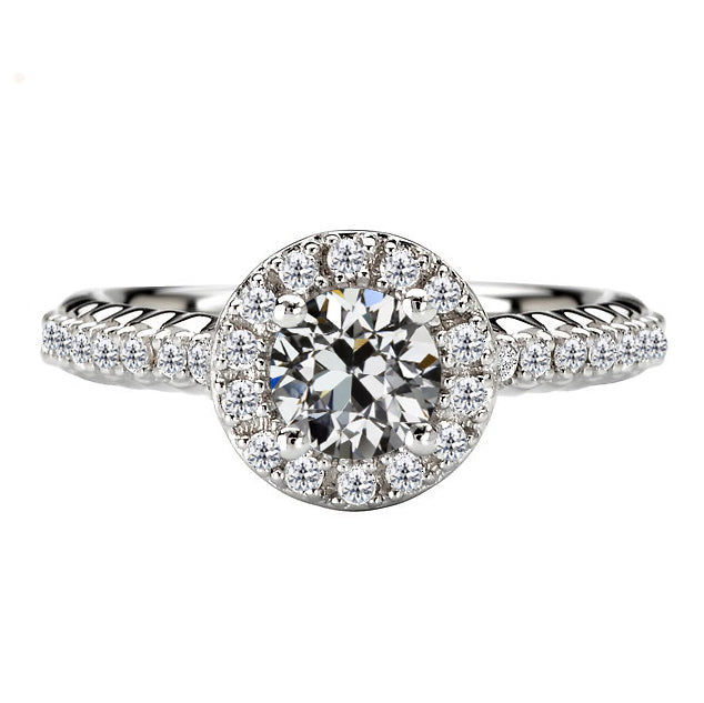 Brillante Anello con Pavé Halo 1-carati Oro Bianco 14K – vista principale