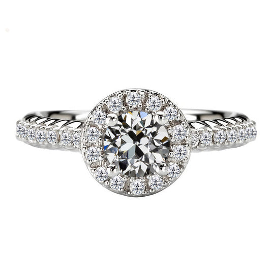 Brillante Anello con Pavé Halo 1-carati Oro Bianco 14K – vista principale