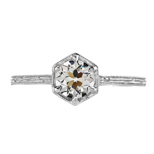 Taglio Old Mine Diamante Fine anello in Oro Bianco 14K – vista principale