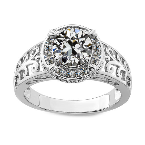 Diamante Fine Anello Halo 3-carati Oro 14 Carati Bianco – vista principale