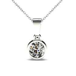 Incassato a Bezel Collana Pendente – Diamante Fine 1 carati Oro