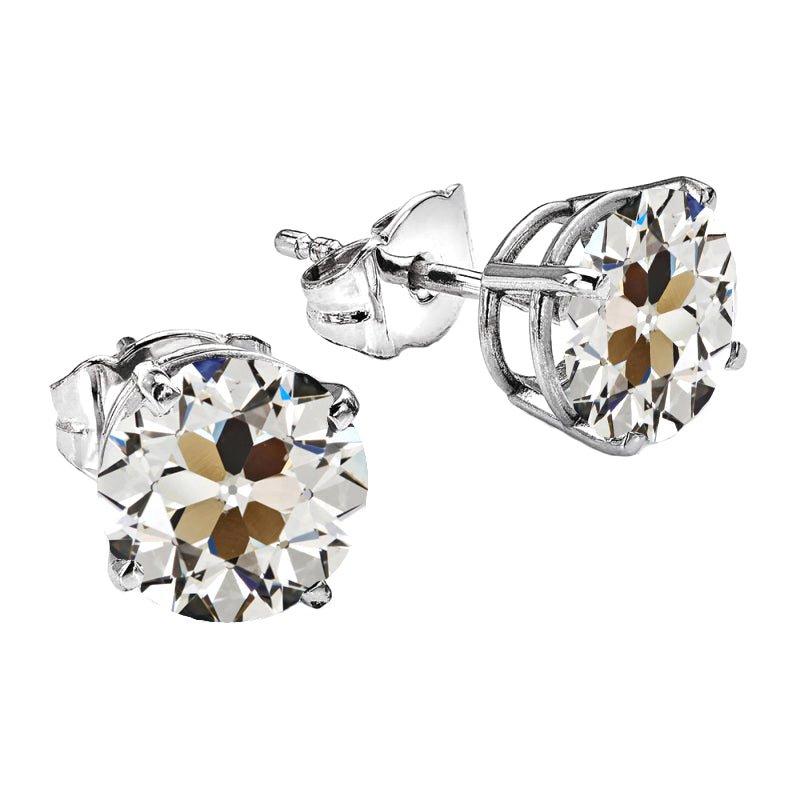 Diamante Fine Taglio Old Mine Orecchini Pendenti in Oro Bianco 14K – vista principale