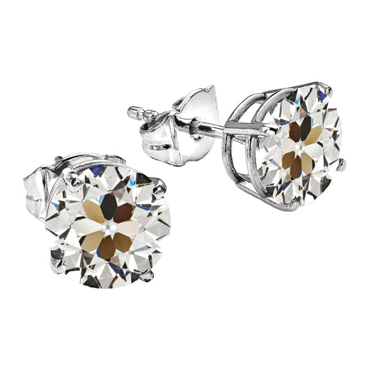 Diamante Fine Taglio Old Mine Orecchini Pendenti in Oro Bianco 14K – vista principale