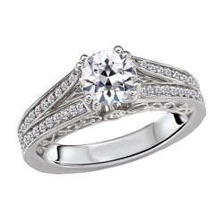 Anello Solitario con Accenti Oro Bianco 14K – Diamante Fine
