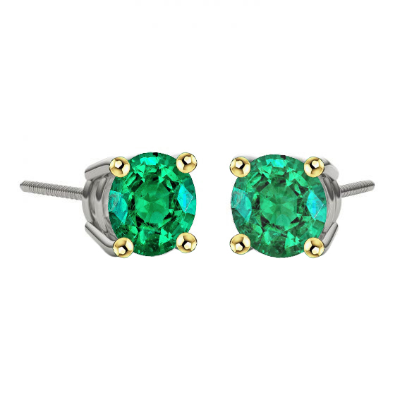Gemstone Earring Oro Due Toni 14K con Smeraldo Colombiano – vista principale