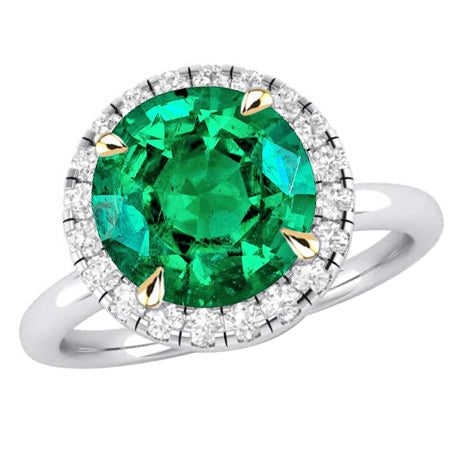 Anello con Pietra Preziosa Oro Bicolore 14K con Smeraldo Colombiano – vista principale
