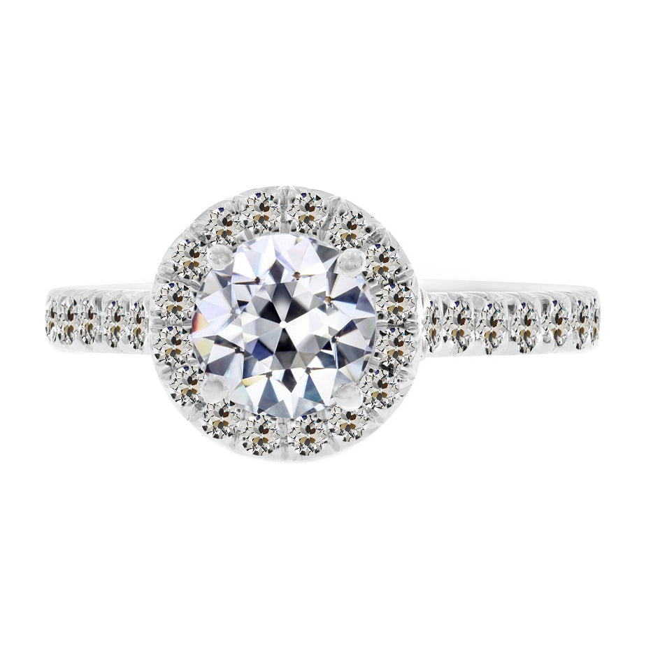 Senza tempo Diamante Anello con Pavé Halo 3,50 carati – vista principale