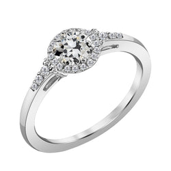 Anello con Pavé Halo Oro Bianco 14K – Brillante Cuscino Antico 2