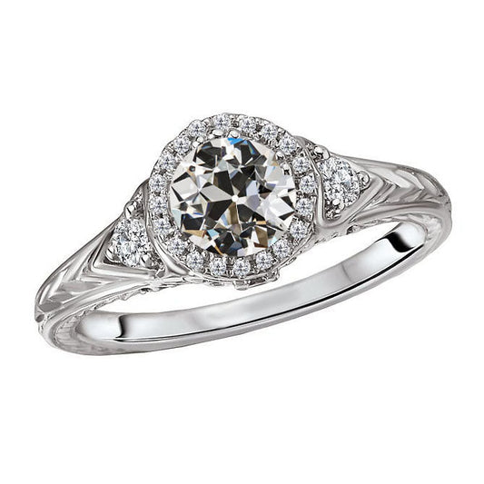 Diamante Fine Anello di Fidanzamento Halo 2-carati Oro Bianco 14K – vista principale