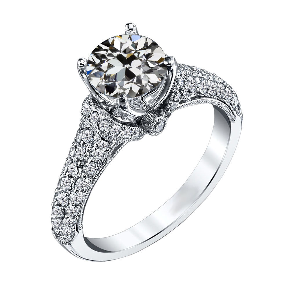 Diamante Anello Solitario con Accenti 3 carati Oro 14 Carati Bianco – vista principale