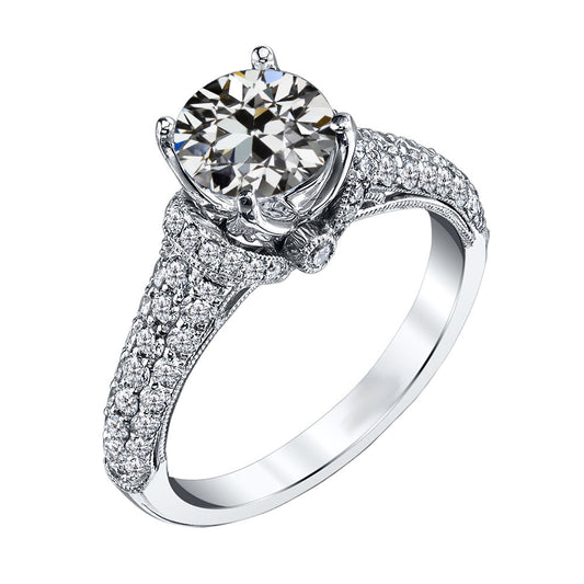 Diamante Anello Solitario con Accenti 3 carati Oro 14 Carati Bianco – vista principale