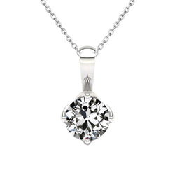 Oro 14 Carati Bianco Diamante Pendente – 1,50-carati Taglio Old
