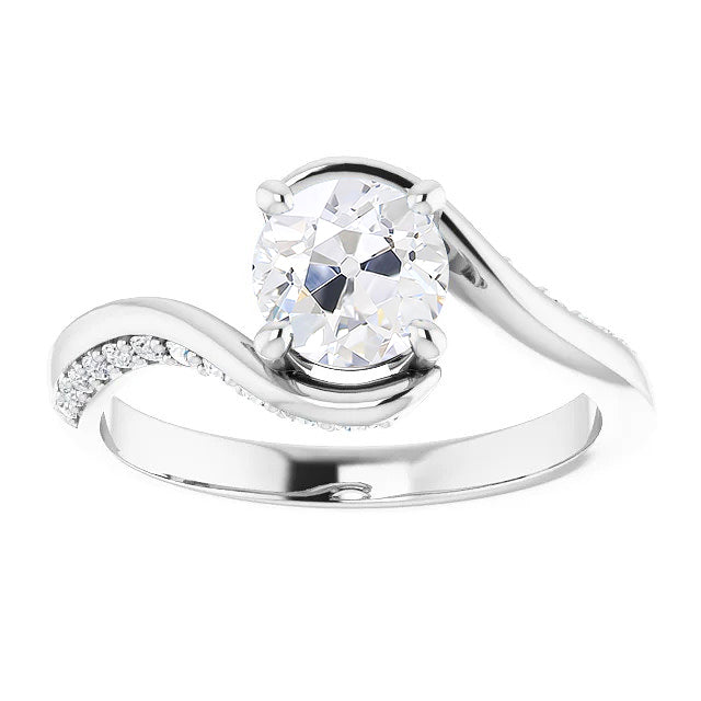 Anello Solitario con Accenti Oro 14 Carati Bianco con Diamante – vista principale