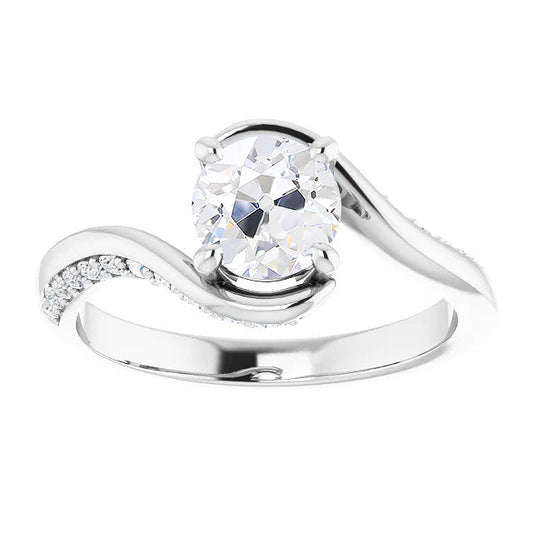 Anello Solitario con Accenti Oro 14 Carati Bianco con Diamante – vista principale