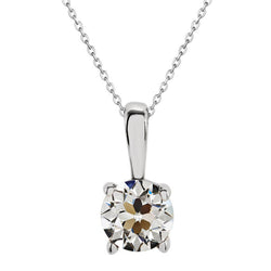 Pendente a Goccia Oro Bianco 14K – Diamante Fine Taglio Old Mine