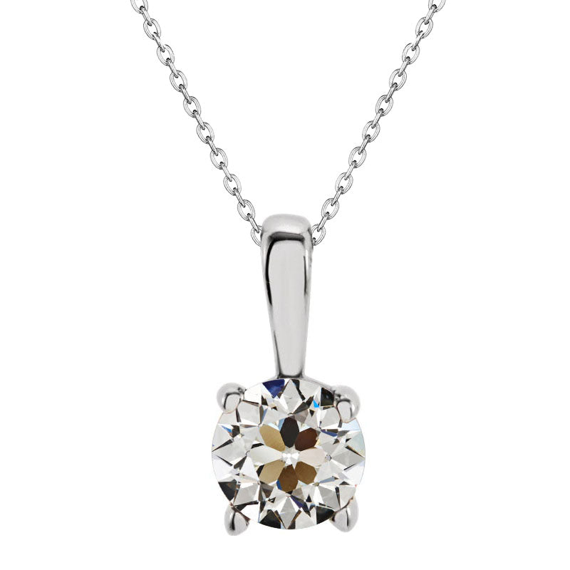 Diamante Fine Taglio Old Mine Pendente a Goccia in Oro Bianco 14K – vista principale