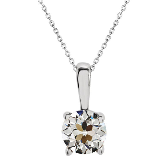 Diamante Fine Taglio Old Mine Pendente a Goccia in Oro Bianco 14K – vista principale