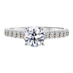 Oro Bianco 14K Diamante Fine Anello Solitario con Accenti