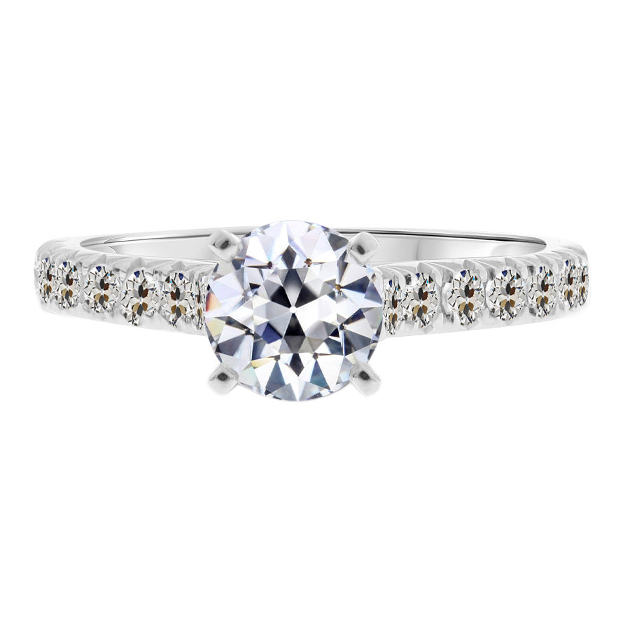 Cuscino Antico Diamante Fine anello in Oro Bianco 14K – vista principale