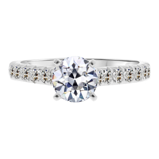 Cuscino Antico Diamante Fine anello in Oro Bianco 14K – vista principale