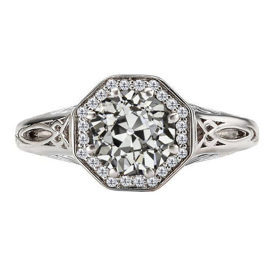 Anello con Pavé Halo Oro Bianco 14K con Brillante – vista principale