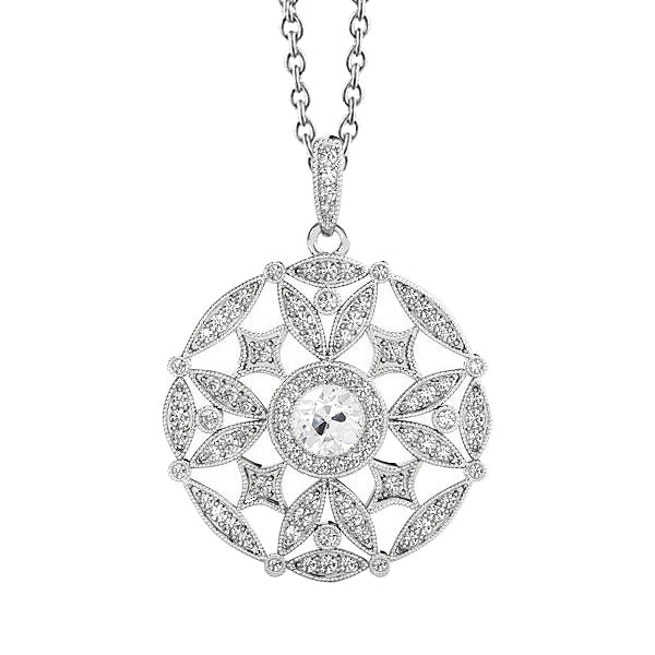 Pendente a Goccia Oro 14 Carati Bianco con Diamante Fine – vista principale