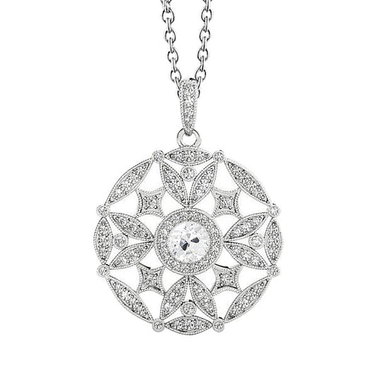 Pendente a Goccia Oro 14 Carati Bianco con Diamante Fine – vista principale