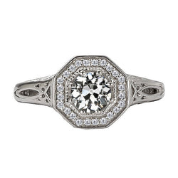 Vintage Anello Halo – Diamante Fine 2 carati Oro 14 Carati Bianco
