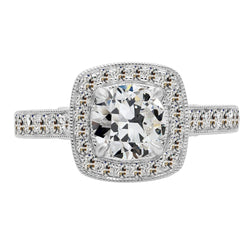 Brillante Anello con Pavé Halo – Oro Bianco 14K 3 carati