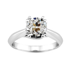 Anello Monopietra Oro 14 Carati Bianco – Diamante Cuscino Antico