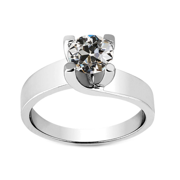 Cuscino Antico Diamante anello in Oro Bianco 14K – vista principale