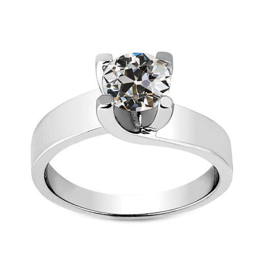 Cuscino Antico Diamante anello in Oro Bianco 14K – vista principale