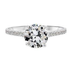 Diamante Fine Anello Solitario con Accenti – Oro Bianco 14K 3,50