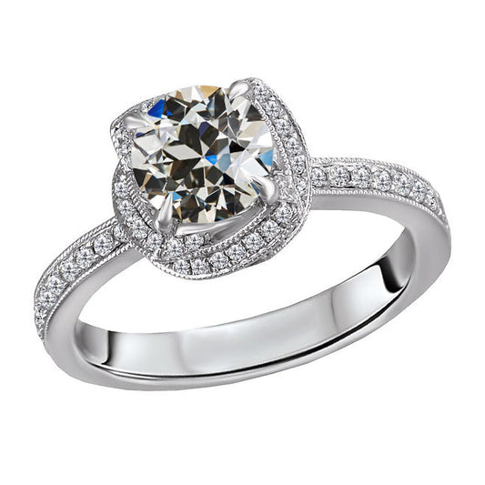 Lussuoso Diamante Fine Anello Solitario con Accenti 3 carati – vista principale