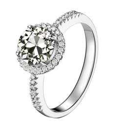 Anello con Pavé Halo Oro 14 Carati Bianco con Diamante – 2,50