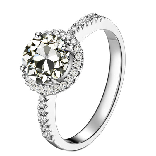 Anello con Pavé Halo Oro 14 Carati Bianco con Diamante – vista principale