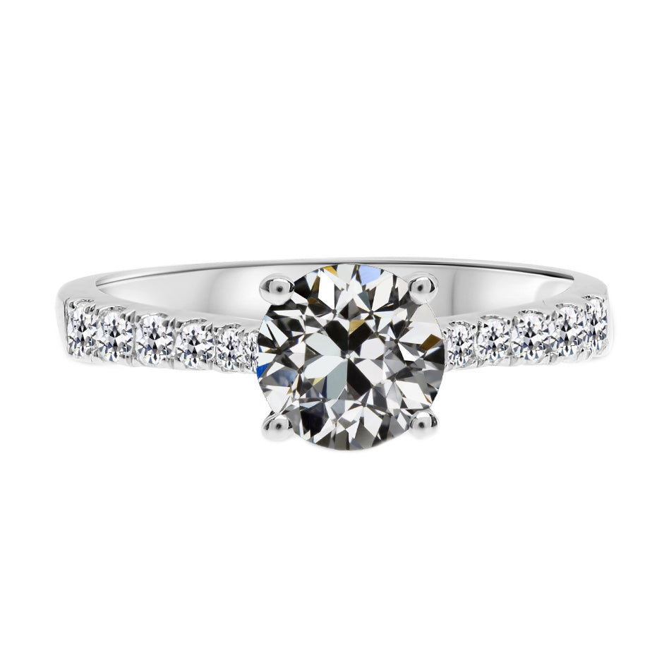 Cuscino Antico Brillante anello in Oro Bianco 14K – vista principale
